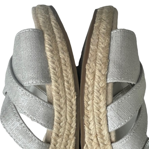 Lands End Womans Platform Wedge Espadrille Strappy Sandal Silver Metallic US 8.5 - Picture 12 of 15